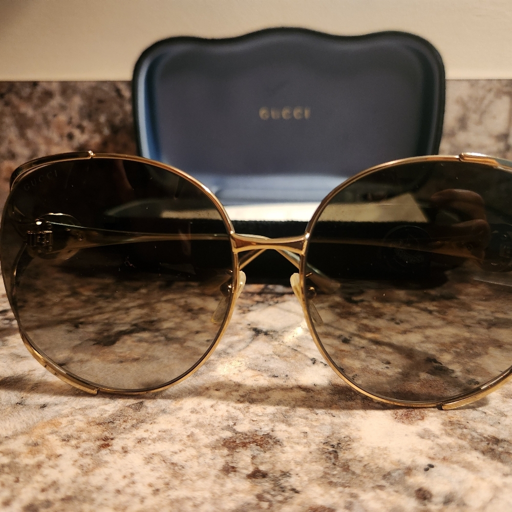 Gucci 63mm Gradient Oversize OpenTemple Round Sunglasses - Picture 4 of 7